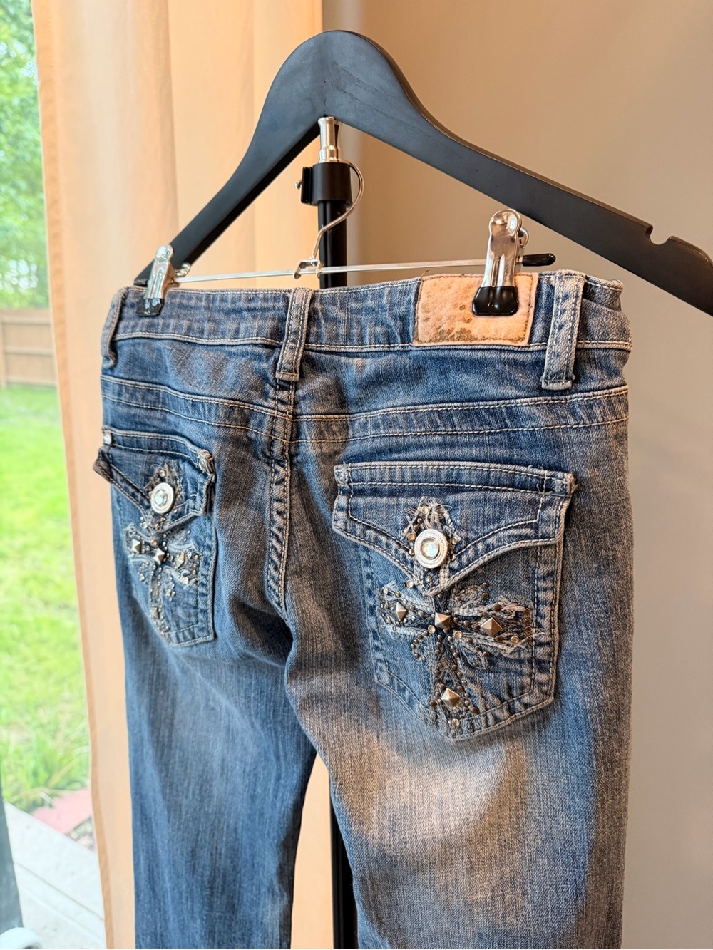 Vintage Y2K Premiere Cotton Mid Rise Bootcut Jeans Rhinestone Bling Western 1/2 - Picture 8 of 16